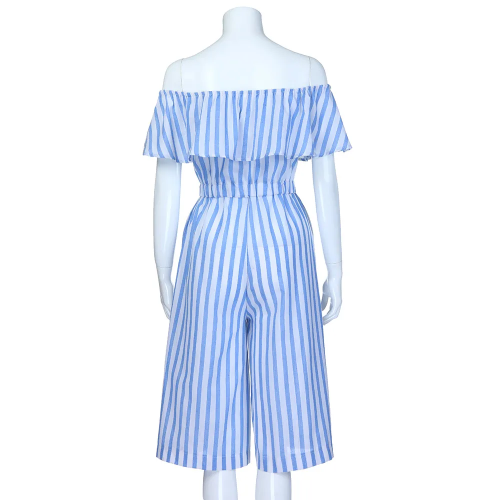 2019 Модные женские свободные полосатые длинные брюки с принтом комбинезон