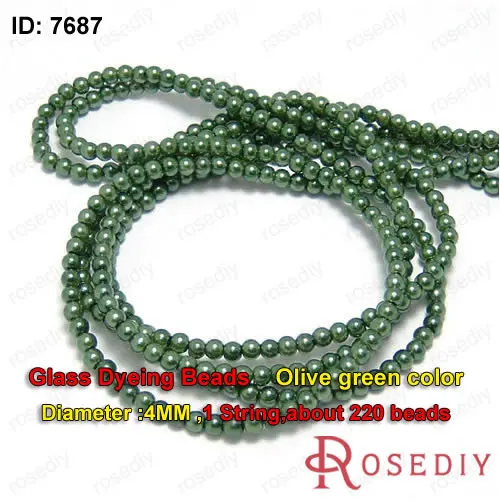(7685)1 String about 220 Beads 4MM Dyeing Color Glass Imitation Pearls Round Ball Jewelry Accessories Findings | Украшения и