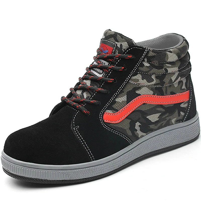 Мужские модные дышащие защитные ботинки со стальным носком камуфляжные на