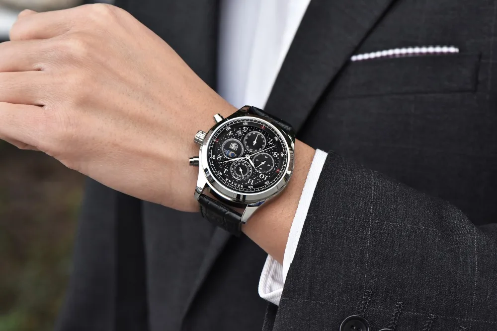 BENYAR Топ люксовый бренд Moon Phase часы мужские водонепроницаемые Хронограф военные спортивные кварцевые часы мужские часы Relogio Masculino