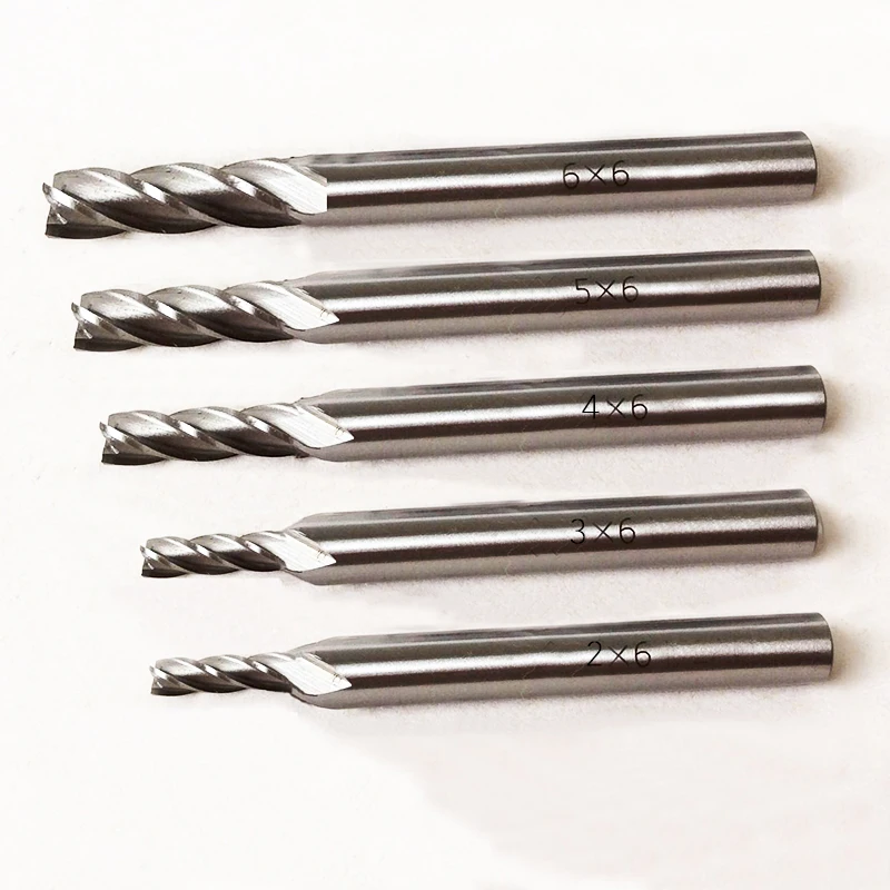 

5pcs hss 2mm 3mm 4mm 5mm 6mm end milling cutter for cnc machine tools router bits set end mill cnc knife herramientas