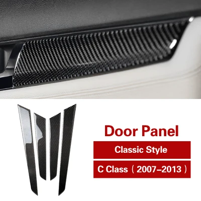 Door Panel Classic Для mercedes C class w204 внутренняя отделка Литье из углеродного волокна Кнопка регулировки сиденья Автомобильная наклейка «Доберман» отделка панели двери полосы - Название цвета: Door Panel Classic
