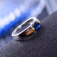 promotion wedding jewelry blue sapphire 57mm rings fashion female pure solid 925 sterling