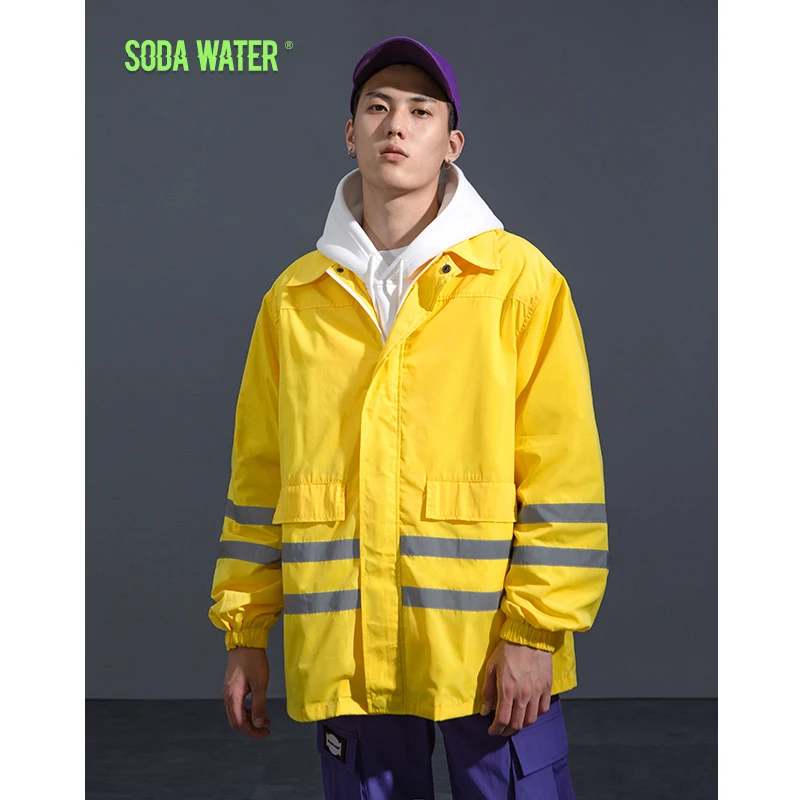 Мужская свободная куртка SODAWATER тонкая Лоскутная ветровка в стиле хип-хоп на