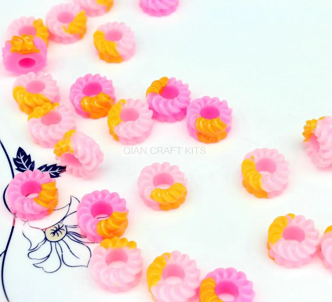 

250pcs Donut cabochon, donut flatback, doughnut, resin flatback embelishments pink color or you specify