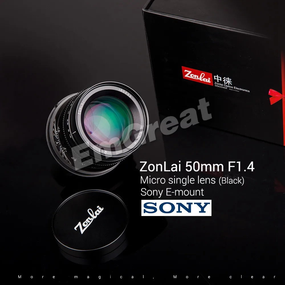 Zonlai 50 мм F1.4 Prime объектив с большой апертурой ручной фокусировки объектив 195g для sony E-mount для Fuji Canon EOS-M Mount беззеркальная камера