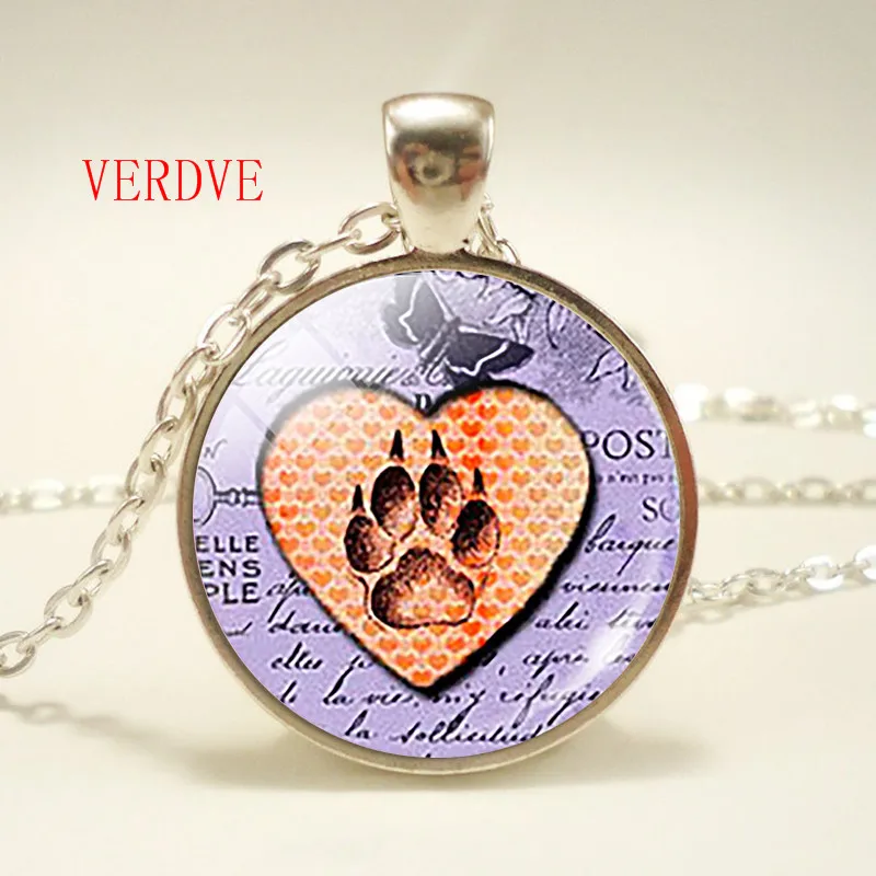 Милый котенок кошка лапа ювелирные изделия стеклянный купольный кабошон кулон