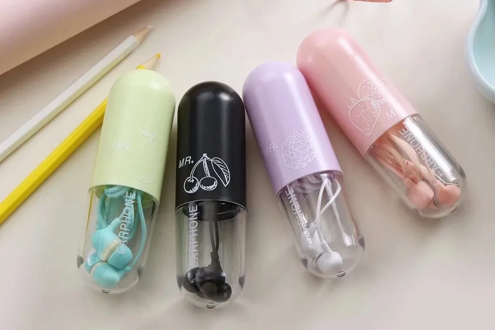 3,5 мм наушники карамельного цвета Милая таблетка в форме вкладыши стерео наушники с микрофоном наушники гарнитура для iPhone телефон подарок детям