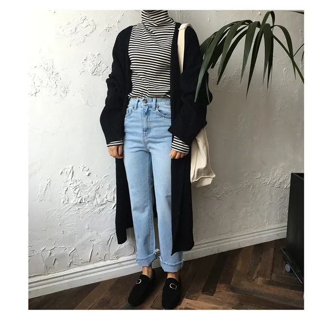 Woman Long Cardigan Knitted women sweater 2019 Autumn Winter Retro Korean Section Curling Loose Sweater Coat Ladies |