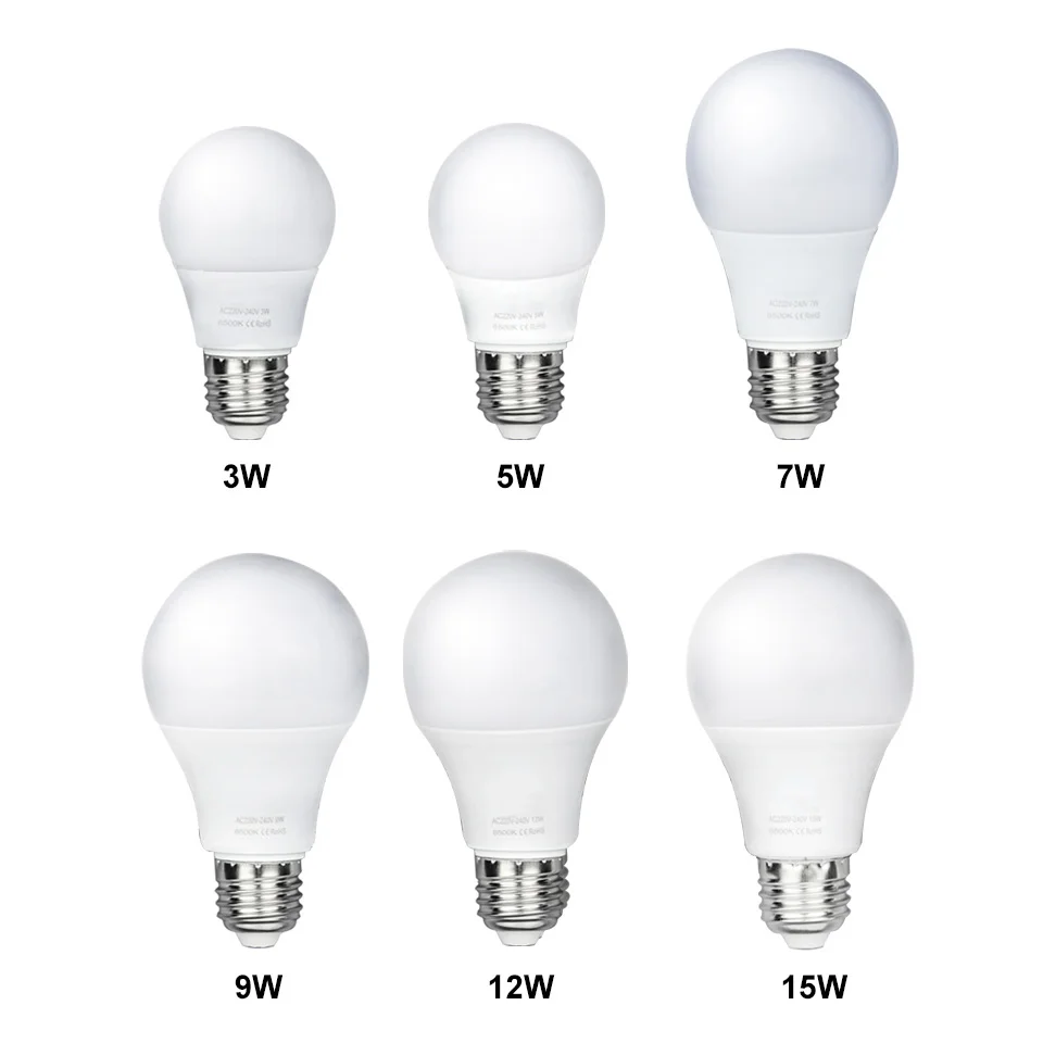 Новая Светодиодная лампа 3 Вт 5 7 9 12 15 E27 AC220V SMD 2835 холодный белый/теплый белый