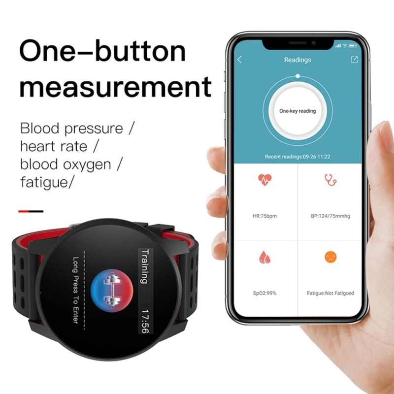 B2 1.3inch Touch Screen Smart band Heart Rate Blood Pressure Oxygen Monitor Round Dial Sport Modes Waterproof wristband | Электроника