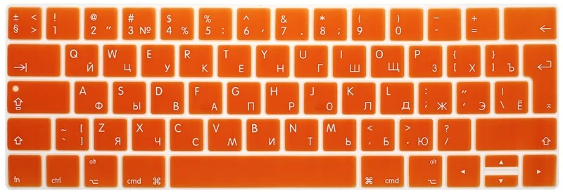 RYGOU евро Русская клавиатура наклейки для Macbook Pro 13 Сенсорная панель силиконовая клавиатура чехол для Macbook Pro 15 защита кожи - Цвет: Оранжевый