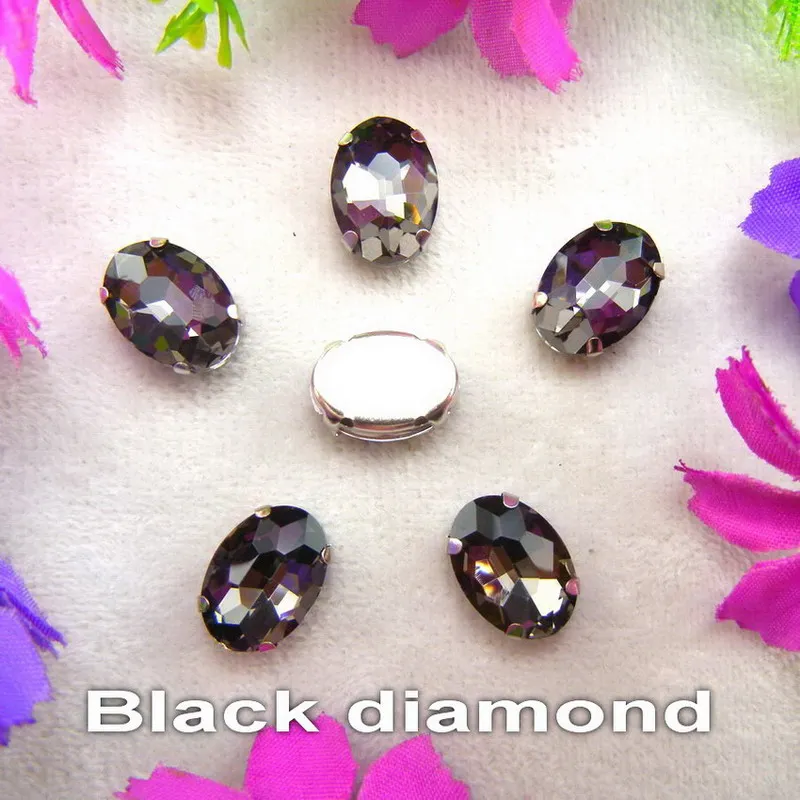 A5 Black diamond Стеклянные кристаллы, серебряные когти, 7 размеров, разноцветные, овальные формы, пришитые стразы, бусины, кристаллы, одежда, обувь, сумка, сделай сам, отделка - Цвет: A5 Black diamond