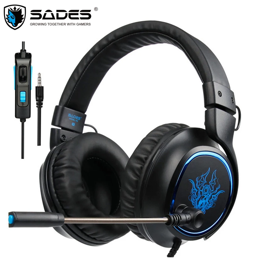 SADES R5 шлем PS4 гарнитуры геймера проводные стерео игровые наушники с микрофоном