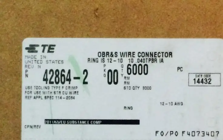 Terminal de Terminais de Terminais Novas e Originais 100% de Peças Tyco Conectores Terminais 42864-2 te Amp