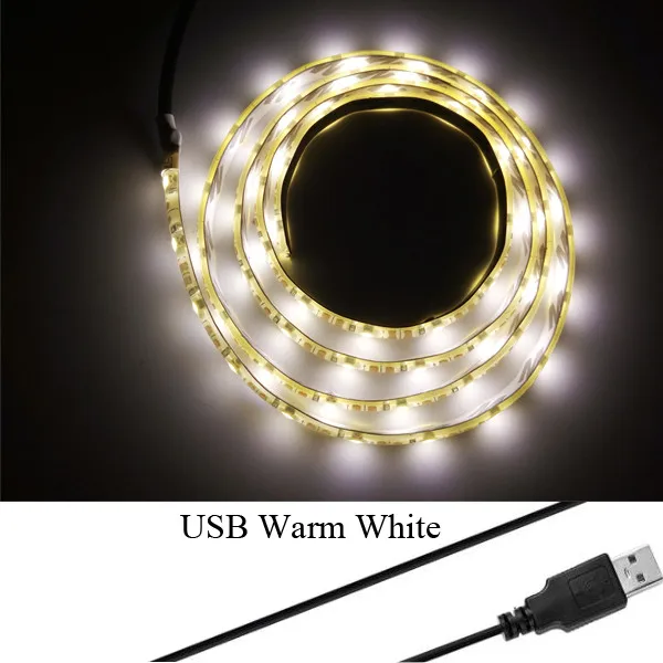 USB Warm White 1M 2M 3M USB кабель движения Сенсор светодиодный ночной Светильник 5V Водонепроницаемый под кровать шкаф светильник Рождество Кухня украшение дома - Испускаемый цвет: USB Warm White