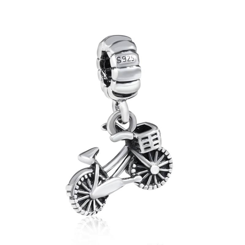 Dangle Bicycle Charm Sambaah автобус мира воздушный шар шармы 925 стерлингового серебра Транспорт Бусины Подходят Pandora путешествия праздничный браслет - Цвет: Dangle Bicycle Charm