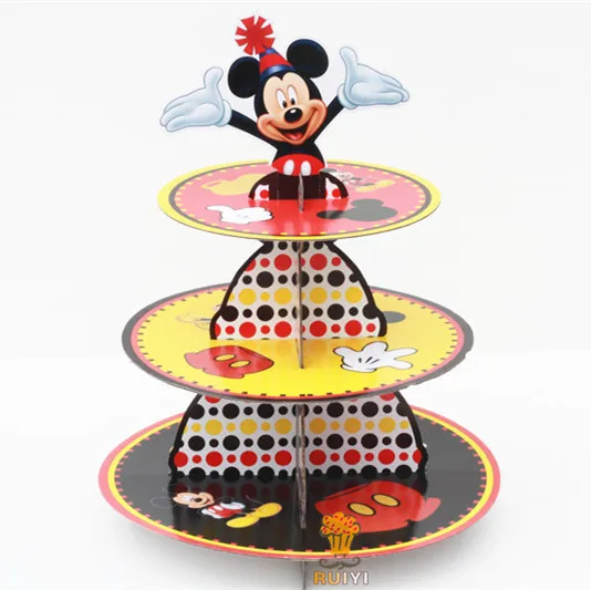 Cupcake stand Красный Детский комплект для украшения дня рождения с изображением Микки из мультфильма; вечерние принадлежности для дня рождения - Цвет: Cupcake stand