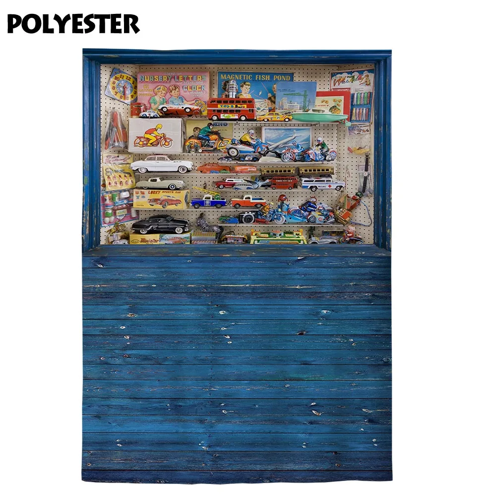 Студийный фон для фотосъемки Allenjoy с изображением деревянного пола голубого