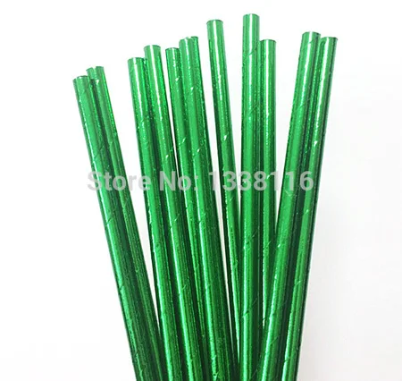 Green Solid 25 шт. Экологичная фольга серебро/Золотая бумага соломинки для свадебной вечеринки Дети День рождения украшения поставки - Цвет: Green Solid