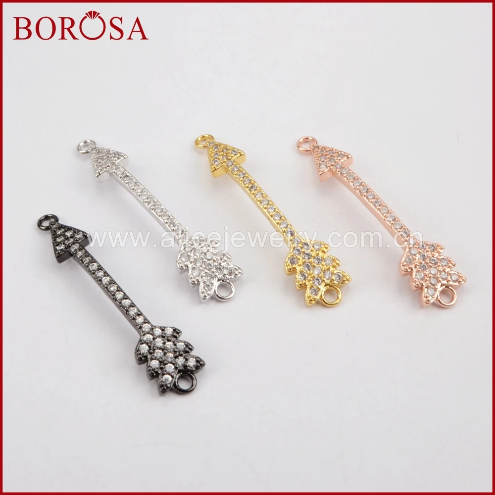 Коннектор для браслета BOROSA ручной работы двойные Подвески с белыми цирконами DIY