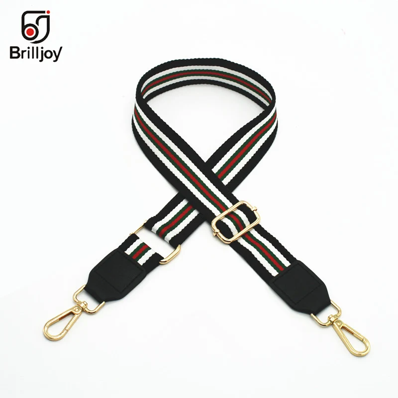 Black 3,8 см широкие полосатые ремешки для сумок DIY аксессуары запасные части для сумок ремешки для сумок длинные ремешки ручка Золотая пряжка - Цвет: Black