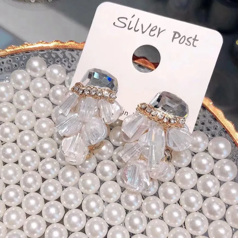 2019 Korean Crystal Trendy Luxury Freshwater Natural Pearl Stud Earrings Elegant Women Wedding Gift Jewelry orecchini | Украшения и