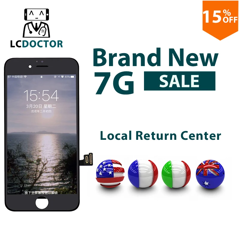 10 шт./лот AUO AAA + LCD для iphone 7 Дисплей сенсорный экран дигитайзер Замена полная