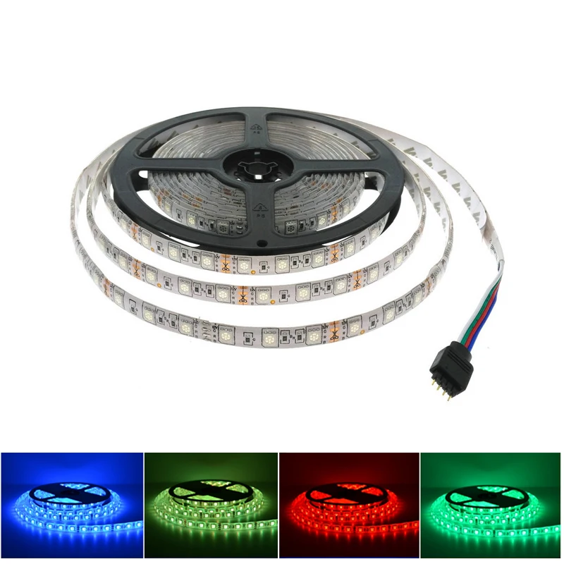 Светодиодная лента 5050 RGB, 12 В, гибкая, для украшения дома, освещение SMD 5050, водонепроницаемая светодиодная лента RGB/белый/теплый белый/синий/зеленый/красный