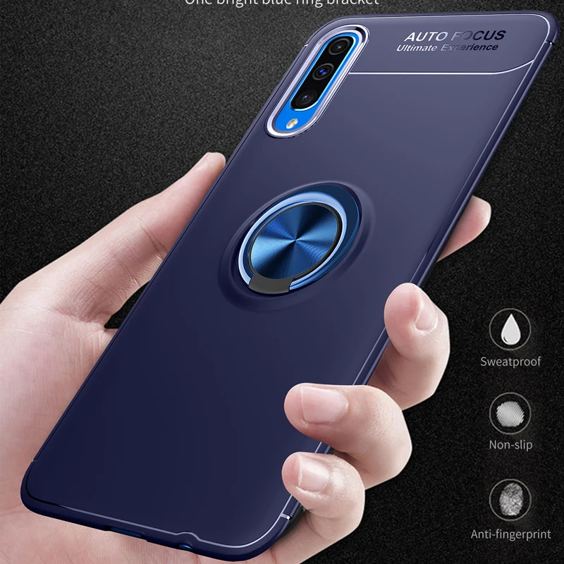 Роскошный чехол для samsung Galaxy A70, чехол с магнитным кольцом, мягкий матовый Силиконовый чехол для Galaxy A50 A40 A40s A30 A20 A10, чехол