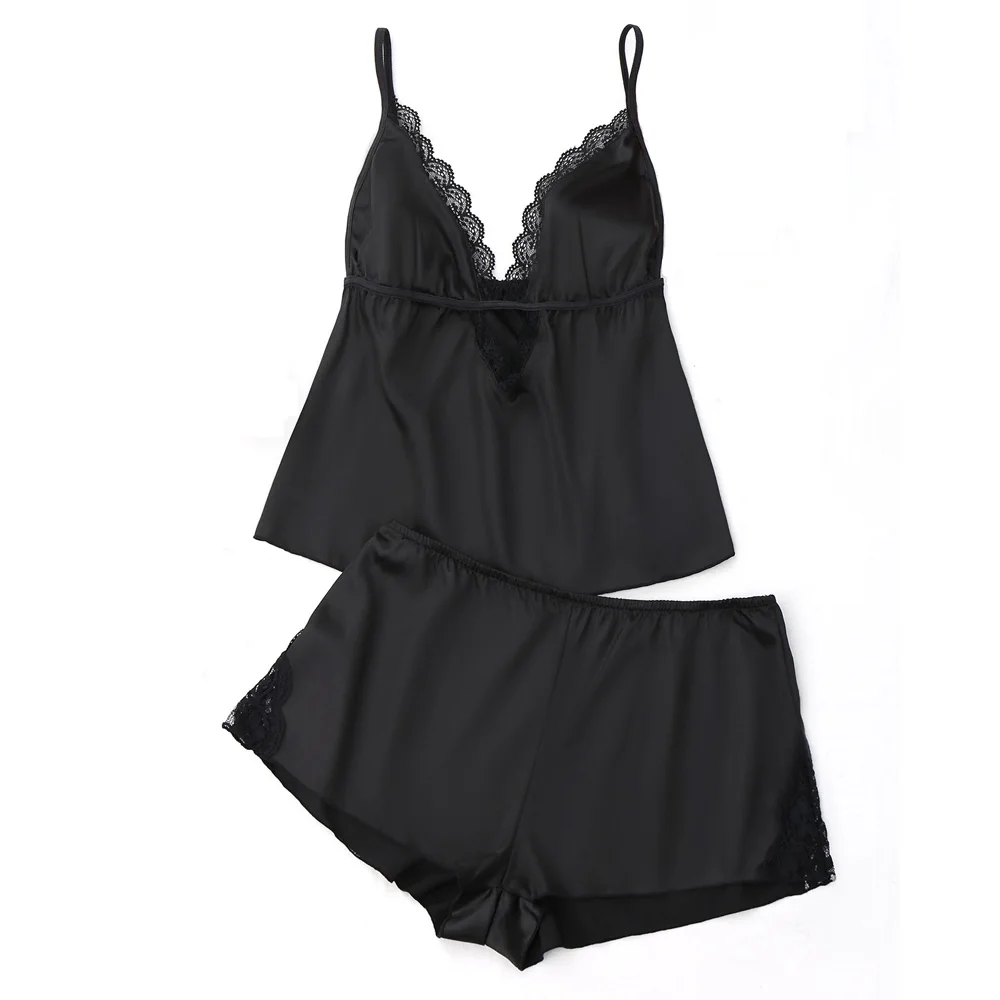 Горячее эротическое женское женский Шелковый атласный комплект для сна Новинка