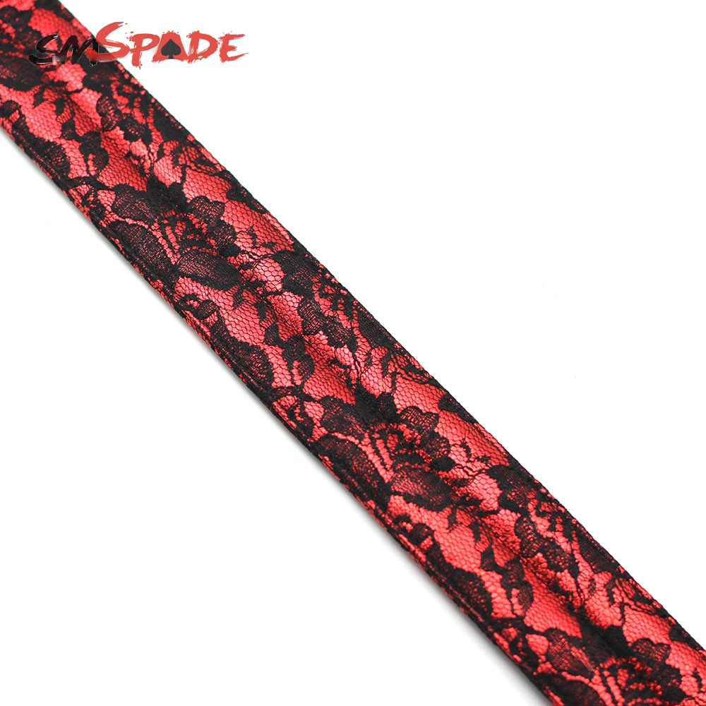 SMSPADE черный с красным кружевом PU Запястья и лодыжки манжеты удерживающая