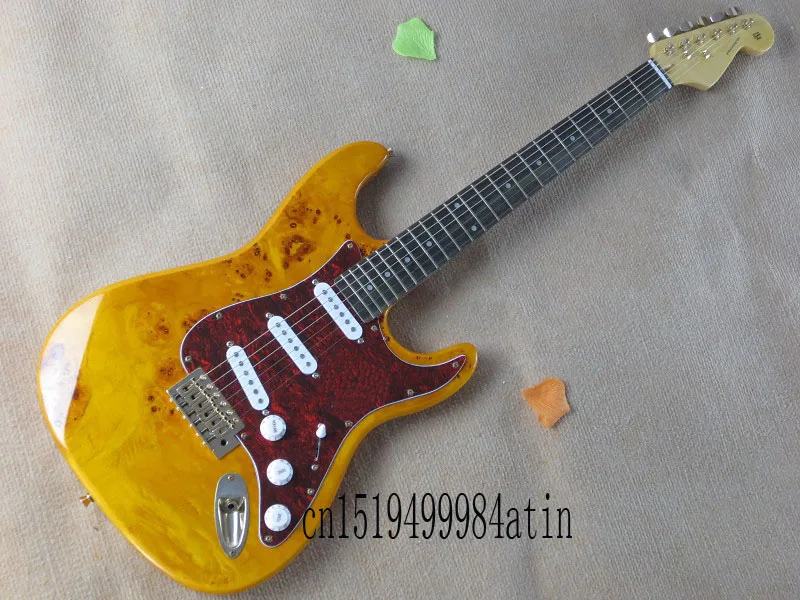 Бесплатная доставка Новый гнилое дерево Капа узор Stratocaster электрогитара золотые