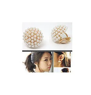 Круглые серьги с жемчугом корейские женские Клипсы Серьги | Украшения и