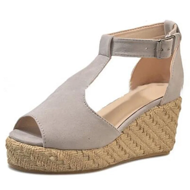 Женские босоножки в богемном стиле Босоножки на платформе с ремешком и пряжкой