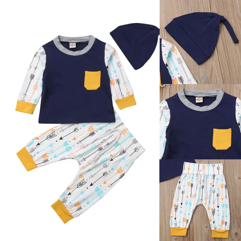 3pcs Newborn Toddler Infant Baby Boy Girl Clothes T-shirt Tops+Pants Outfits Set New Arrival | Детская одежда и обувь