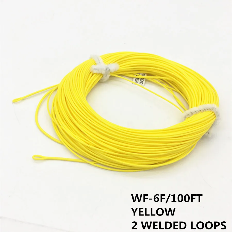 Fly Fishing 2 сварных петли WF 1 2 3 4 5 6 7 8 9WT Fly Fishing Line 100 футов Вес вперед плавающая Летающая леска много цветов - Цвет: YELLOW