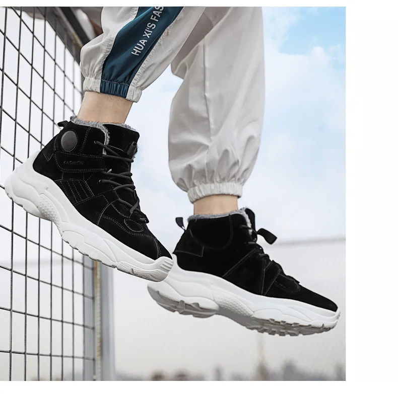 Fashion Men's Casual Shoes Sneakers Men Comfortable Soft Breathable Adult Footwear Lace-Up Adult High Top Flock Male Shoes 39-44