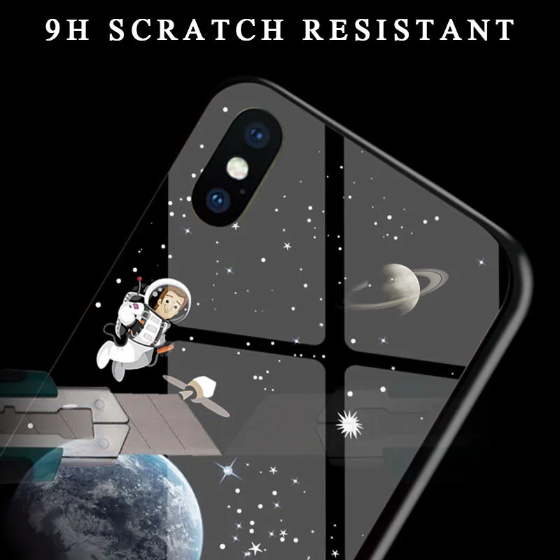 Чехол из закаленного стекла для телефона iPhone X 7 8 10 6 s XS Max Star Space чехол Plus XR