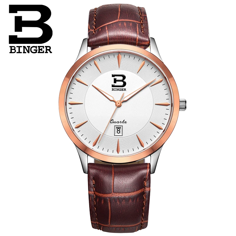 Мужские водонепроницаемые спортивные часы с кожаным ремешком полностью