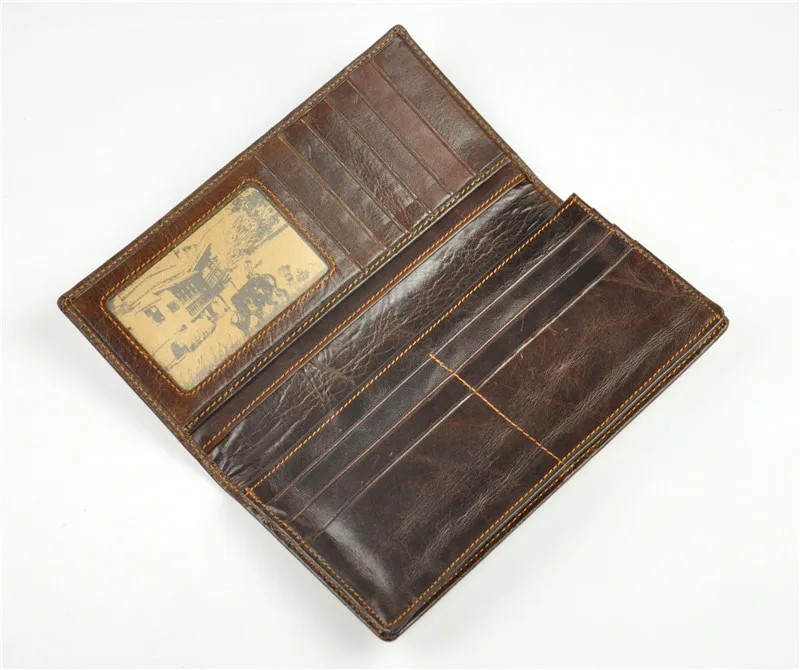 Мужской клатч из натуральной кожи брендовый длинный дорожный кошелек с