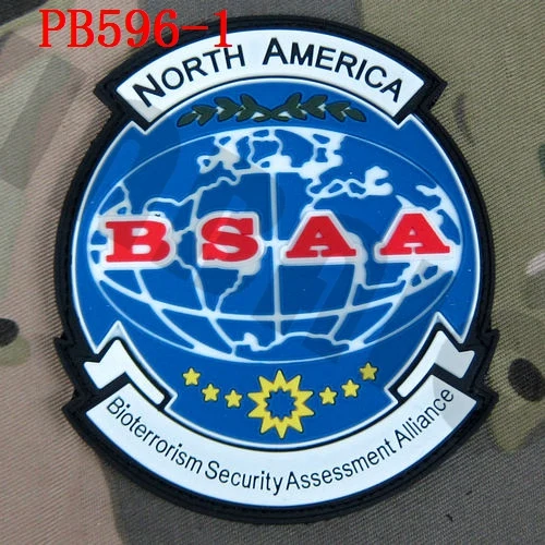 3D ПВХ патч Biohazard зонтик BSAA Европа Дальний Восток Северная Америка Южная Америка Резиновый патч - Цвет: PB596