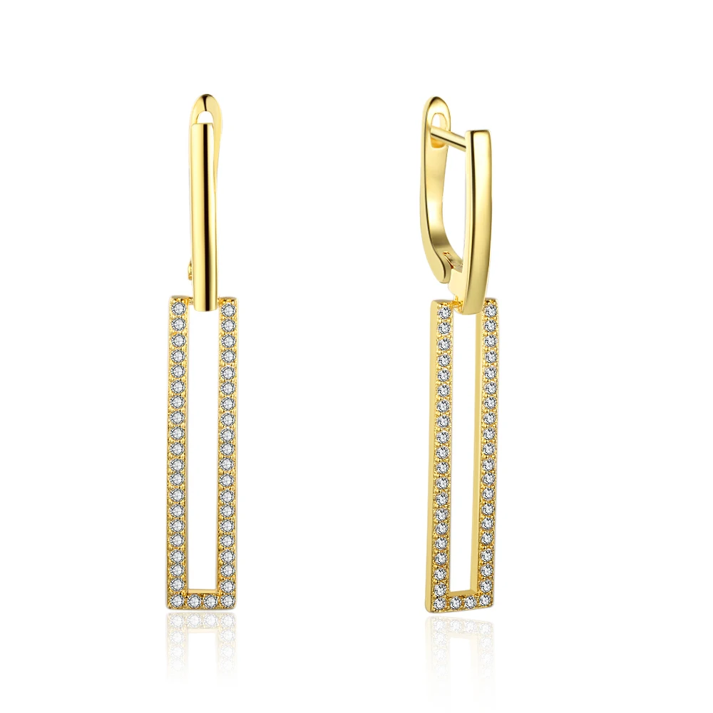 Модные Висячие серьги для женщин золотые длинные висячие с кубическим цирконием