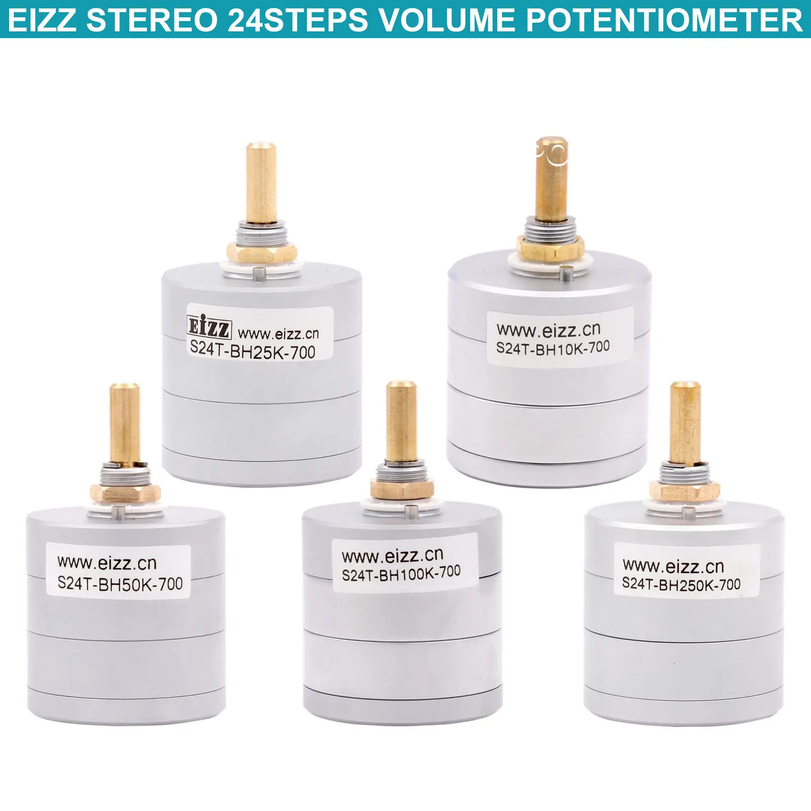 Объемный потенциометр EIZZ Stereo 10K 25K 50K 100K 250K 24 ступени Отбойник поворотный