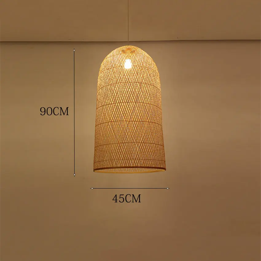 45x90CM Скандинавские бамбуковые художественные подвесные светильники, деревянные плетеные китайские подвесные лампы, подвесные светильники для дома, дома, столовой, кухни - Цвет корпуса: 45x90CM