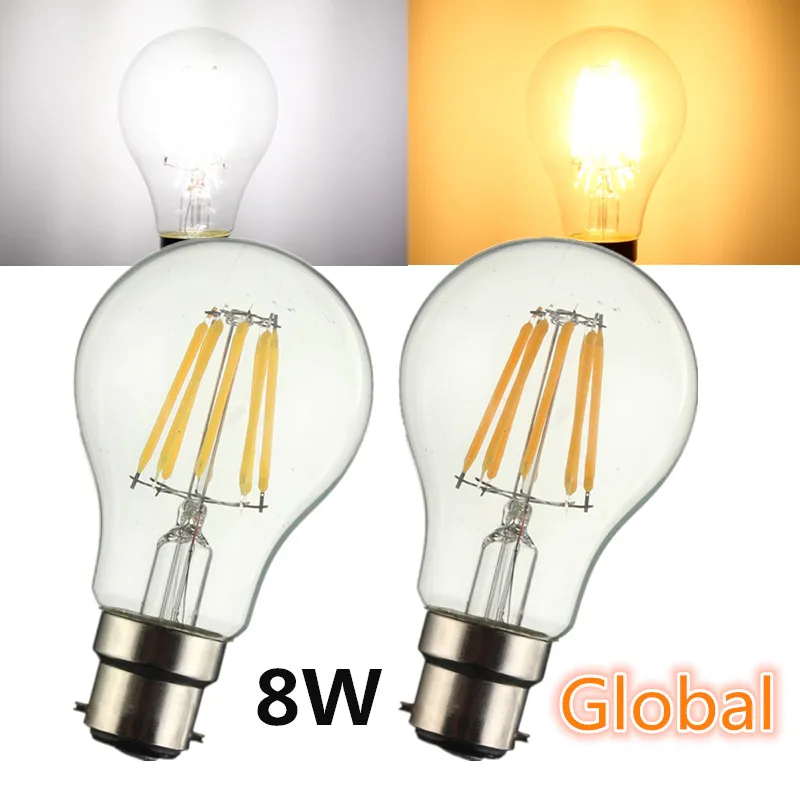 EDISON ЛАМПЫ удара свет b22 2 Вт 4 Вт 6 Вт 8 Вт LED globle пламя свечи Лампочки ретро лампа накаливания теплые/белый Освещение AC220V - Испускаемый цвет: A60 Global 8W