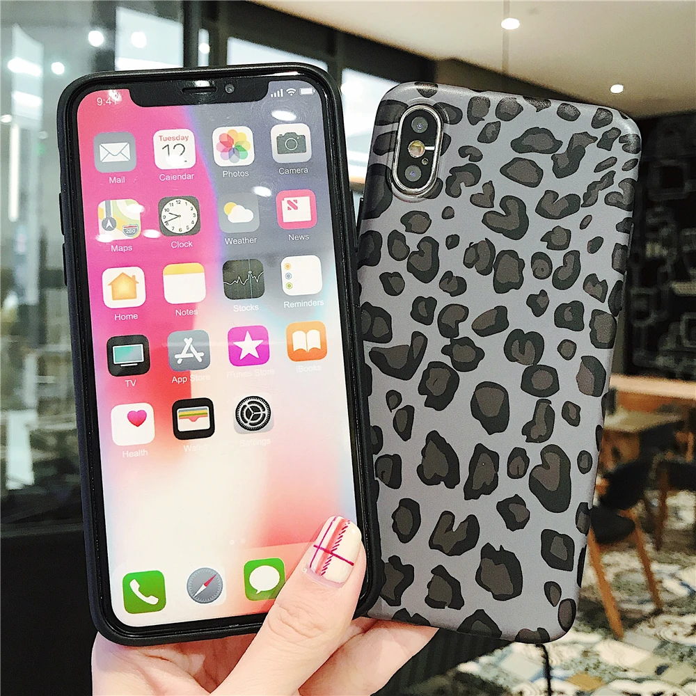 Серый Модный леопардовый чехол для телефона iPhone 7 8 Plus 6 6S X XS MAX XR мягкая IMD