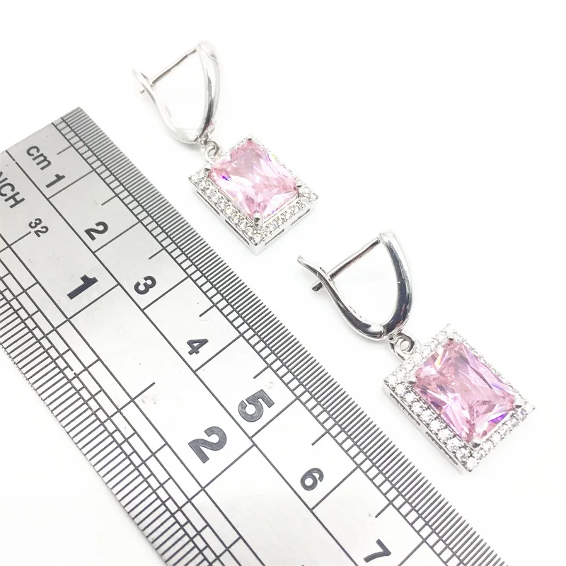Женские серьги из серебра 925 пробы с квадратным фианитом|jewelry pink|925 sterling925 sterling jewelry