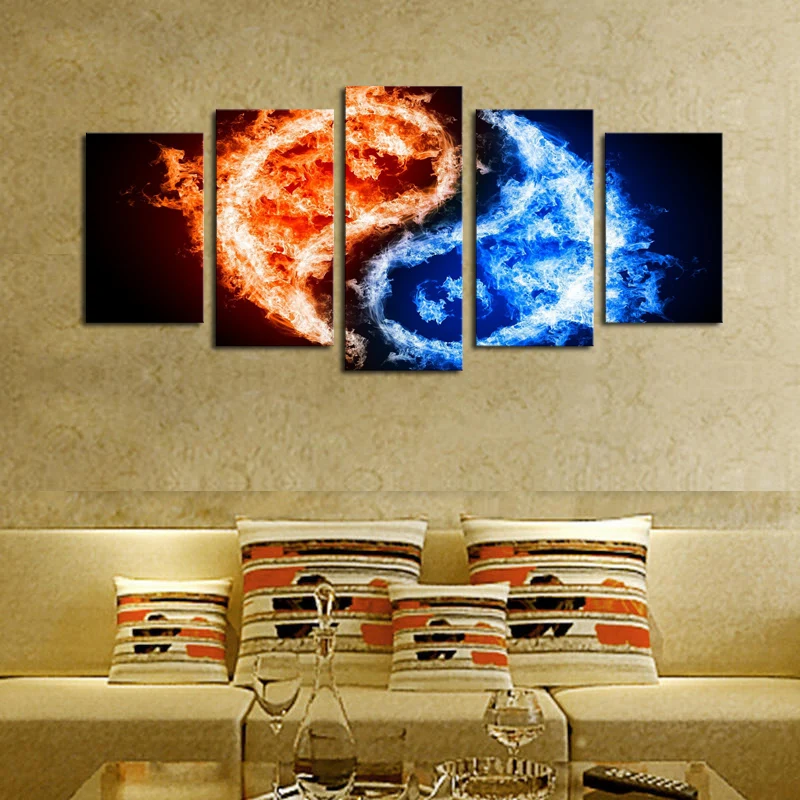 5 панелей (без рамки) холст искусство на стену красочные Тай Чи картины Краска