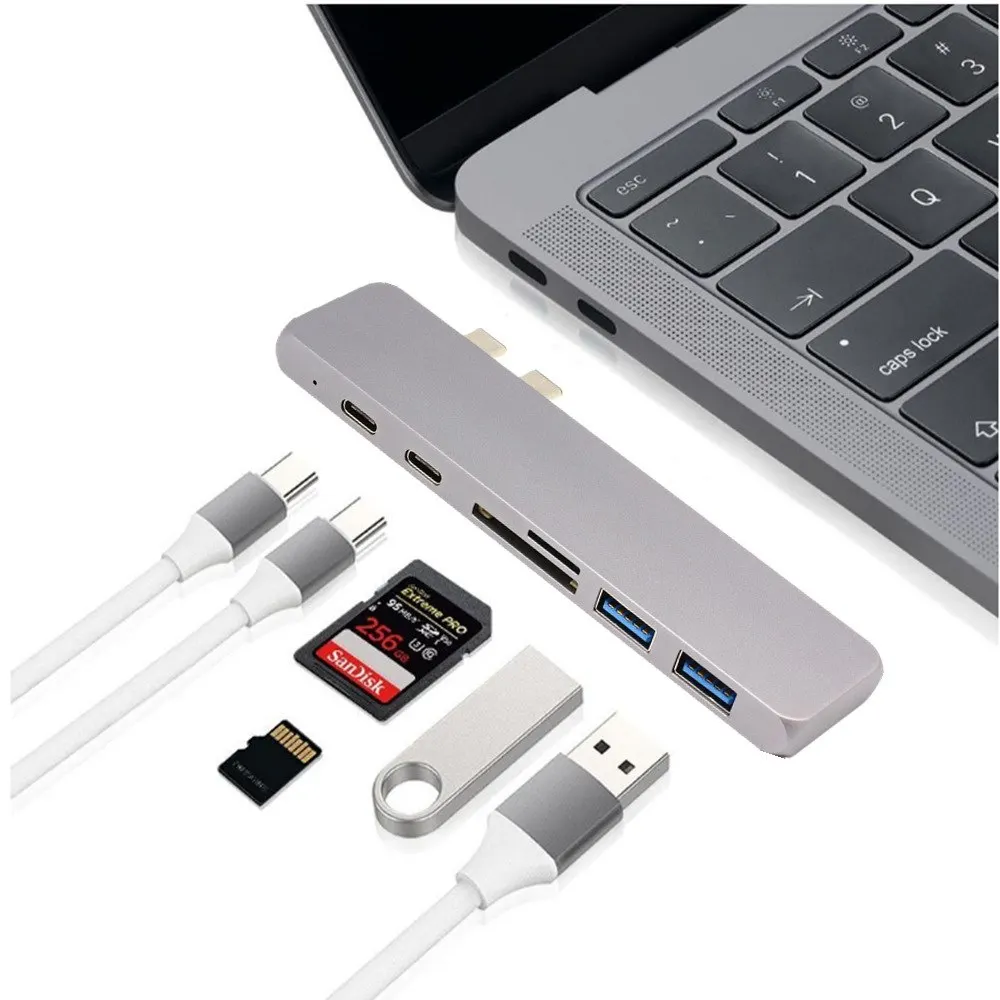 Двойной Type-C концентратор 7-1 удлинитель для MacBook конвертер USB-C двойной к HDMI thunderbolt 3